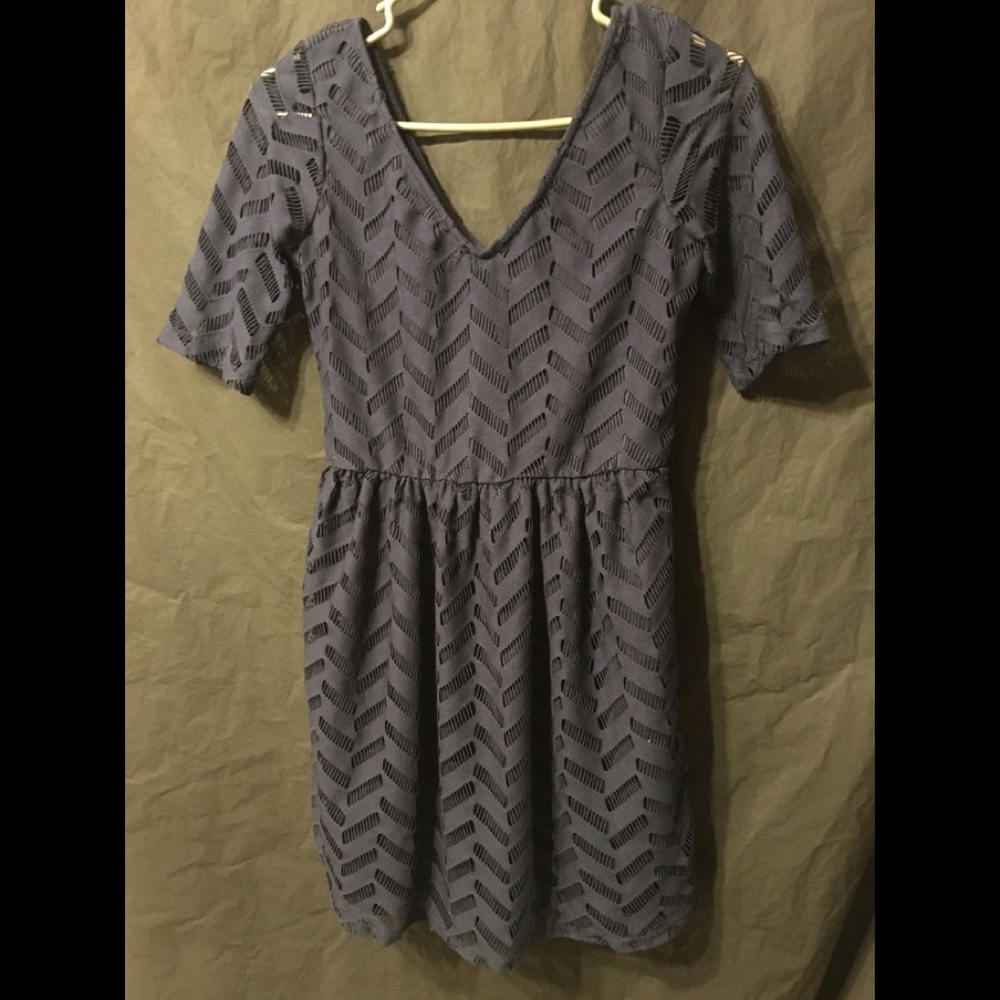 Navy dress with “ see through” sleeves